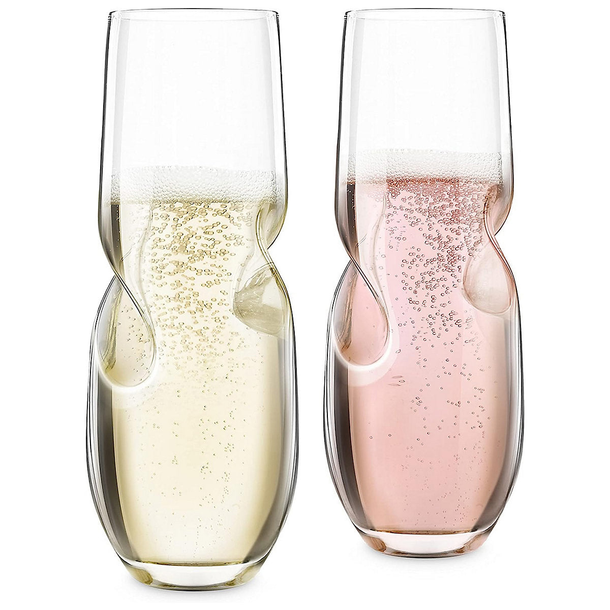 Final Touch Bubbles Stemless Champagne Sparkling Wine Glasses, Set of 4, 300ml