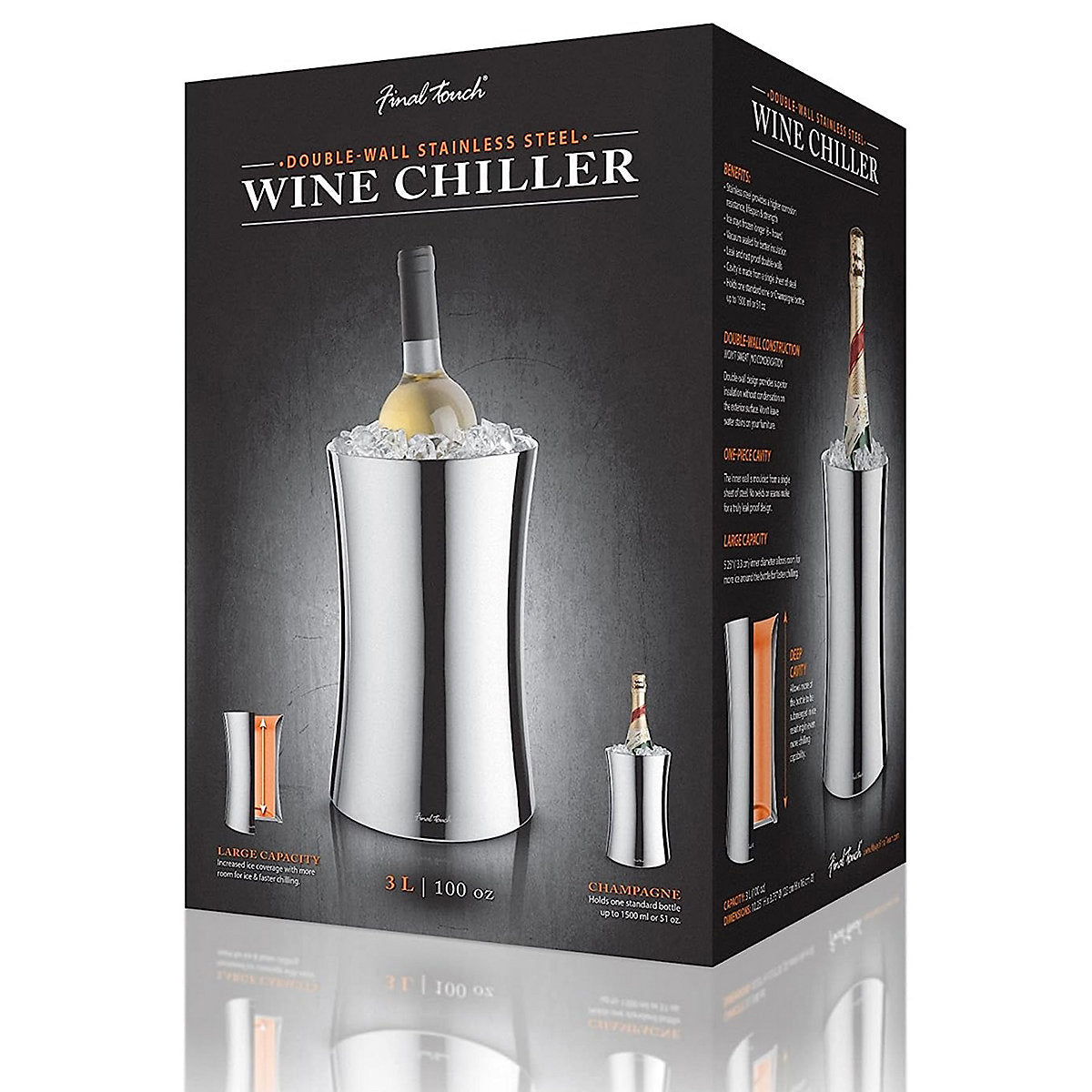 Final Touch Double Wall Stainless Steel Wine Chiller
