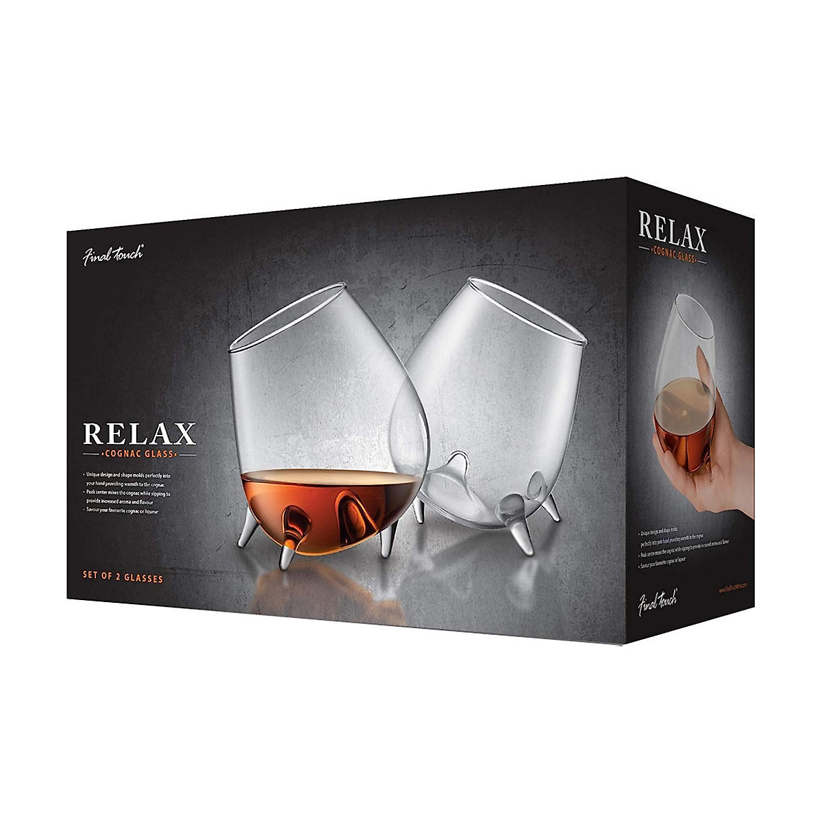 Final Touch Relax Cognac Glasses, Pack of 2, 600ml