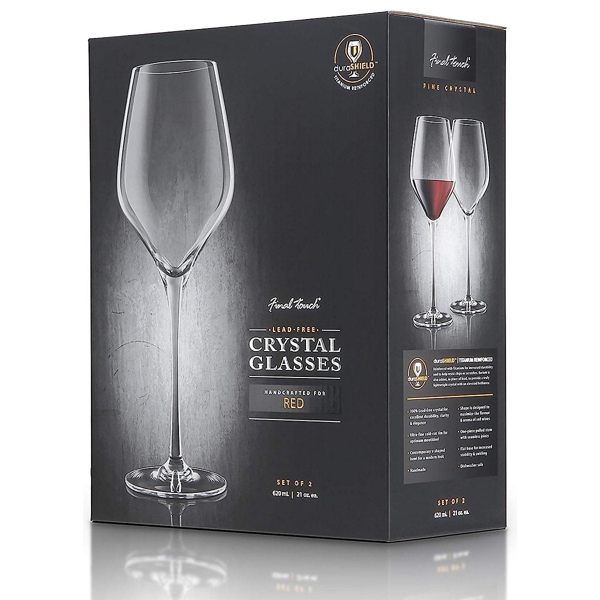 Final Touch Durashield Red Wine Glass, Pack of 2, 620ml