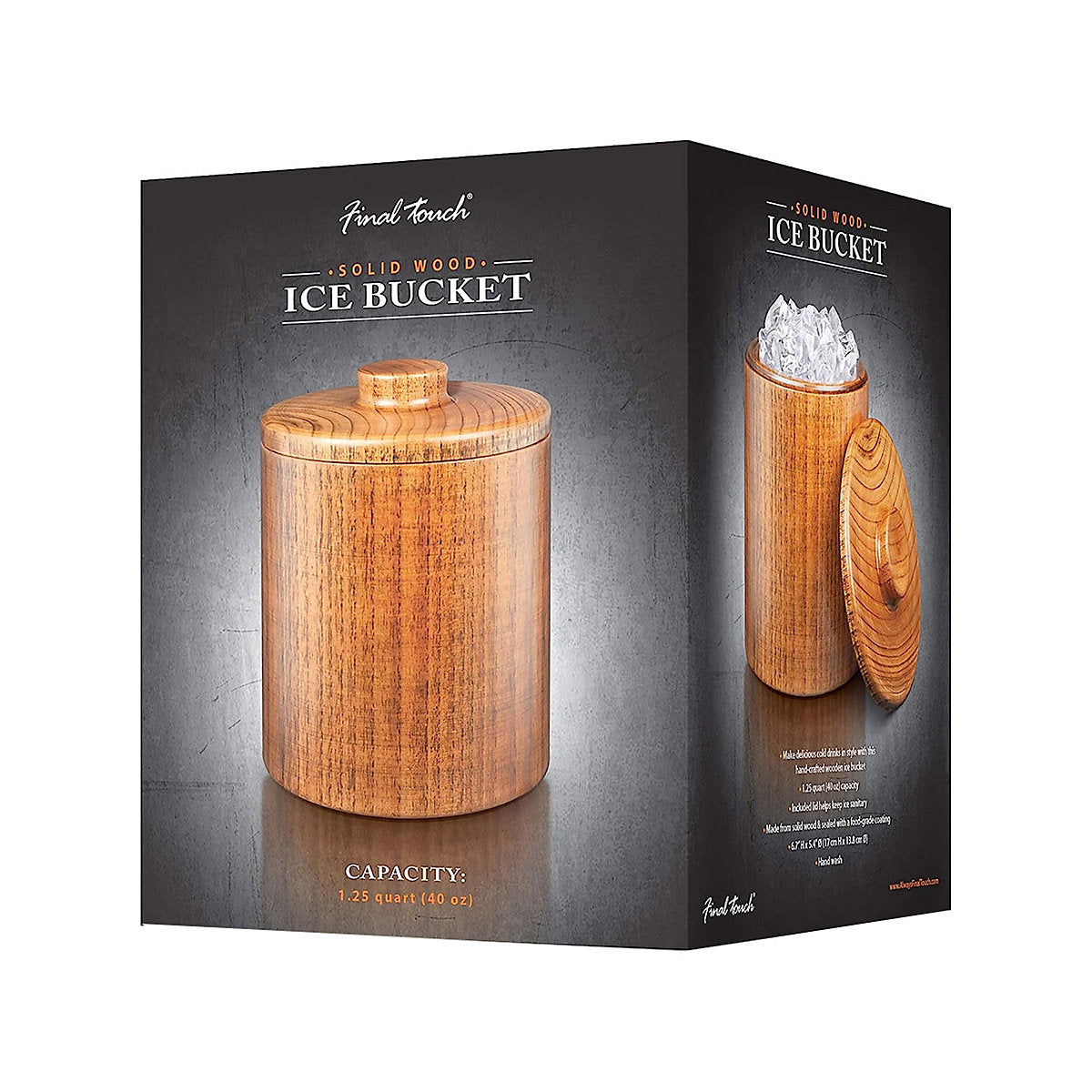 Final Touch Solid Wood Ice Bucket, 1.2 Litres
