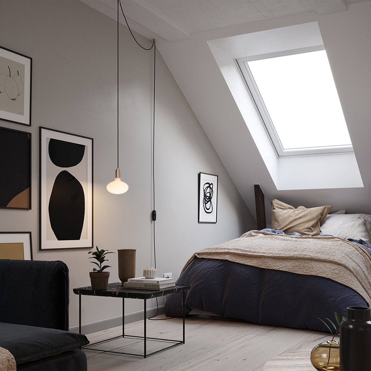 Tala Oval Dim to Warm Plug In Pendant in Graphite