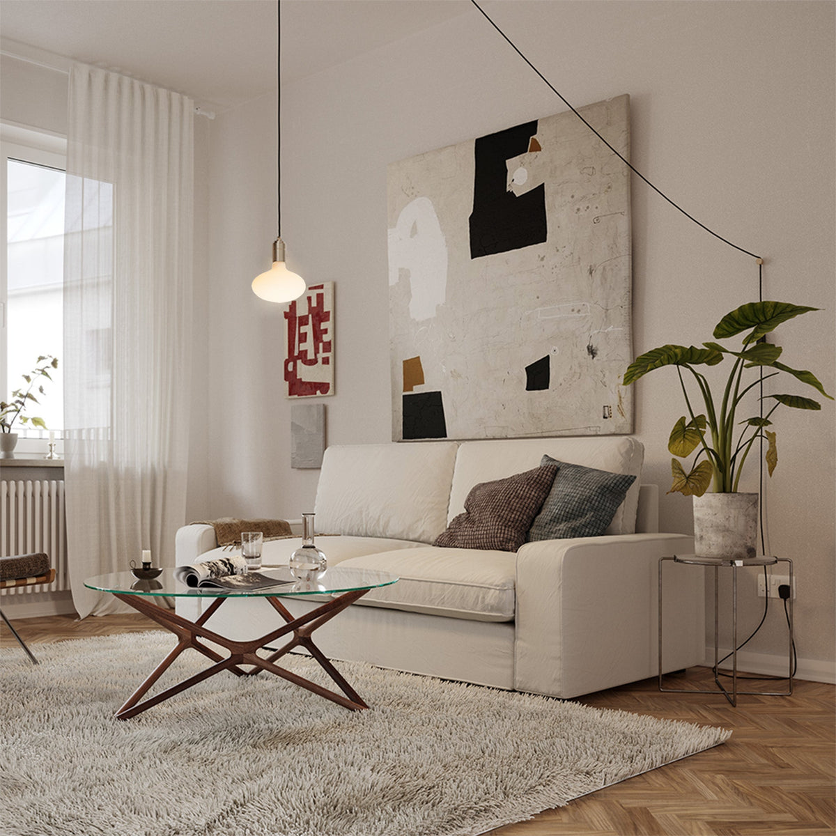 Tala Oval Plug-In Pendant Light in Brass