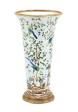 Casa by Josephine Jenno Oversized Cloisonné Style Vase Hand Painted Bird Motif