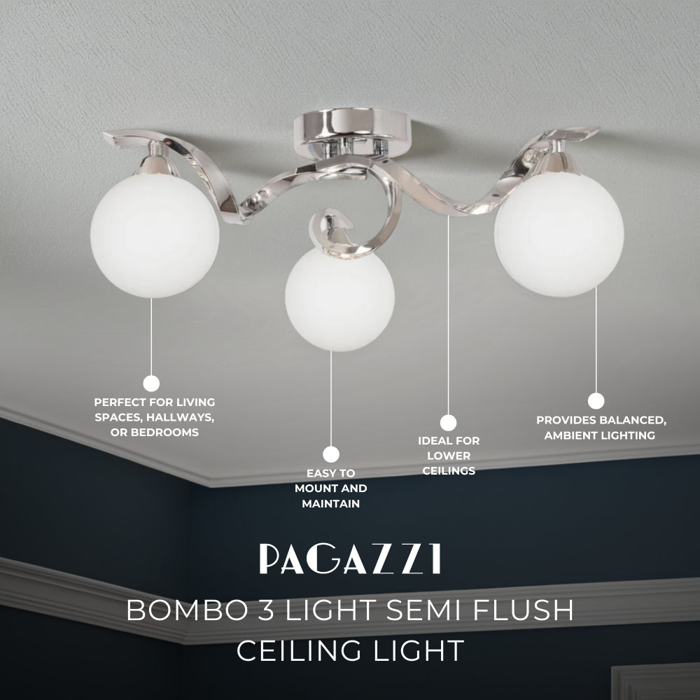 Pagazzi Bombo 3 Light Semi-Flush Ceiling Light