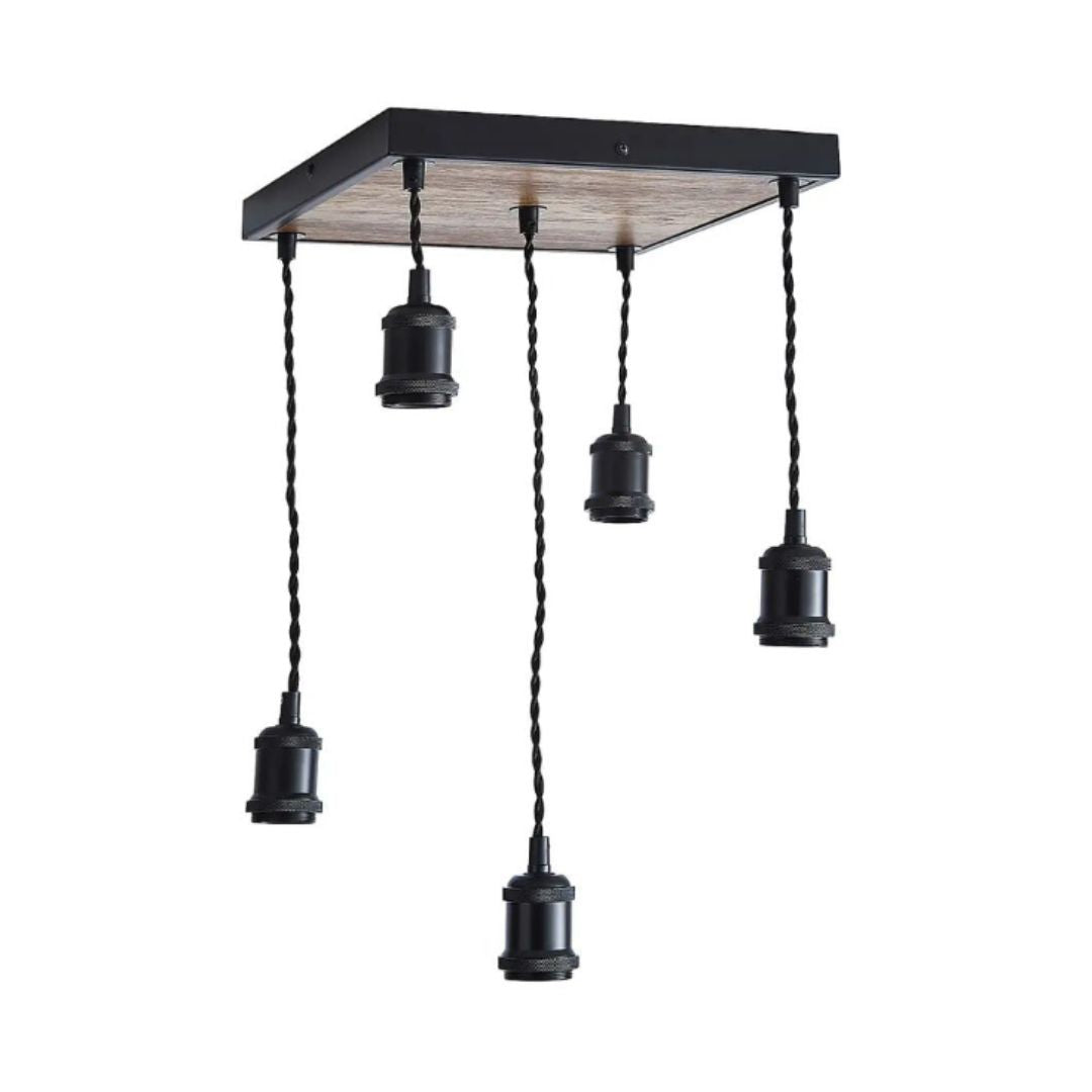 Pagazzi Melrose 5 Light Black Wood Pendant Ceiling Light