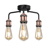 Pagazzi Clark Matt Black & Copper 3-Light Semi-Flush Ceiling Light
