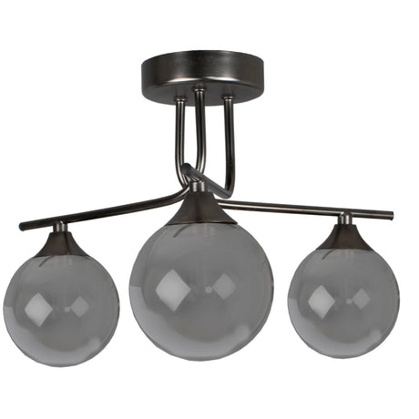 Pagazzi Carney Gun Metal Smoked 3-Light Semi-Flush Ceiling Light