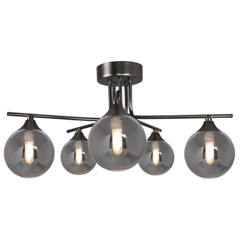 Pagazzi Carney Gunmetal & Smoked Glass 5-Light Semi-Flush Ceiling Light