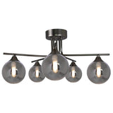 Pagazzi Carney Gunmetal & Smoked Glass 5-Light Semi-Flush Ceiling Light