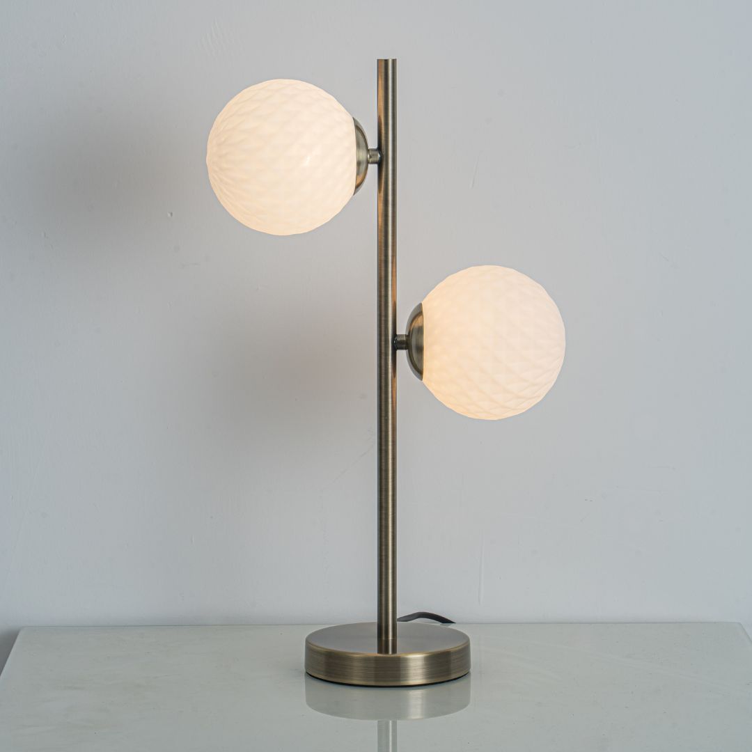 Pagazzi Lior 2 Light Antique Brass Glass Table Lamp