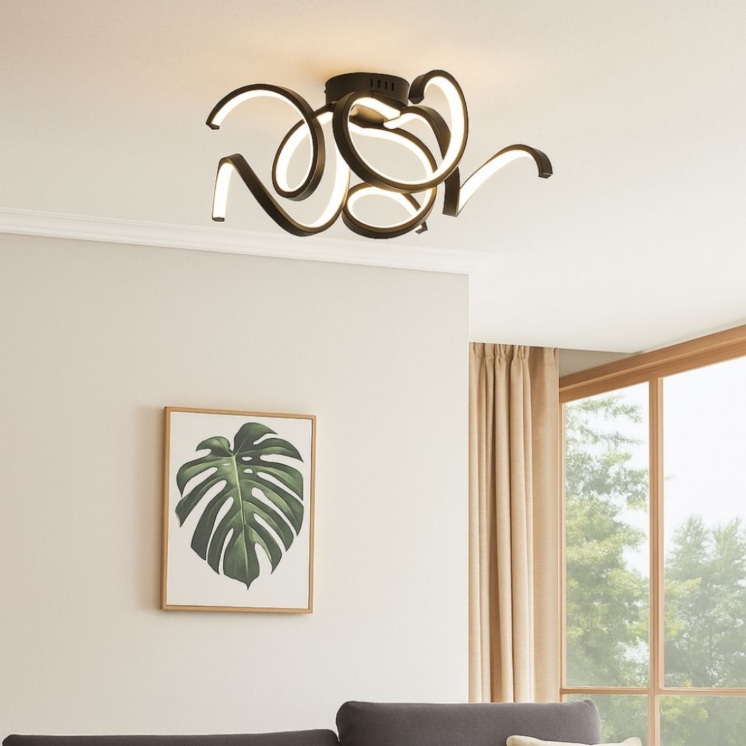 Pagazzi Fiona 5 Light Black LED Semi Flush Ceiling Light