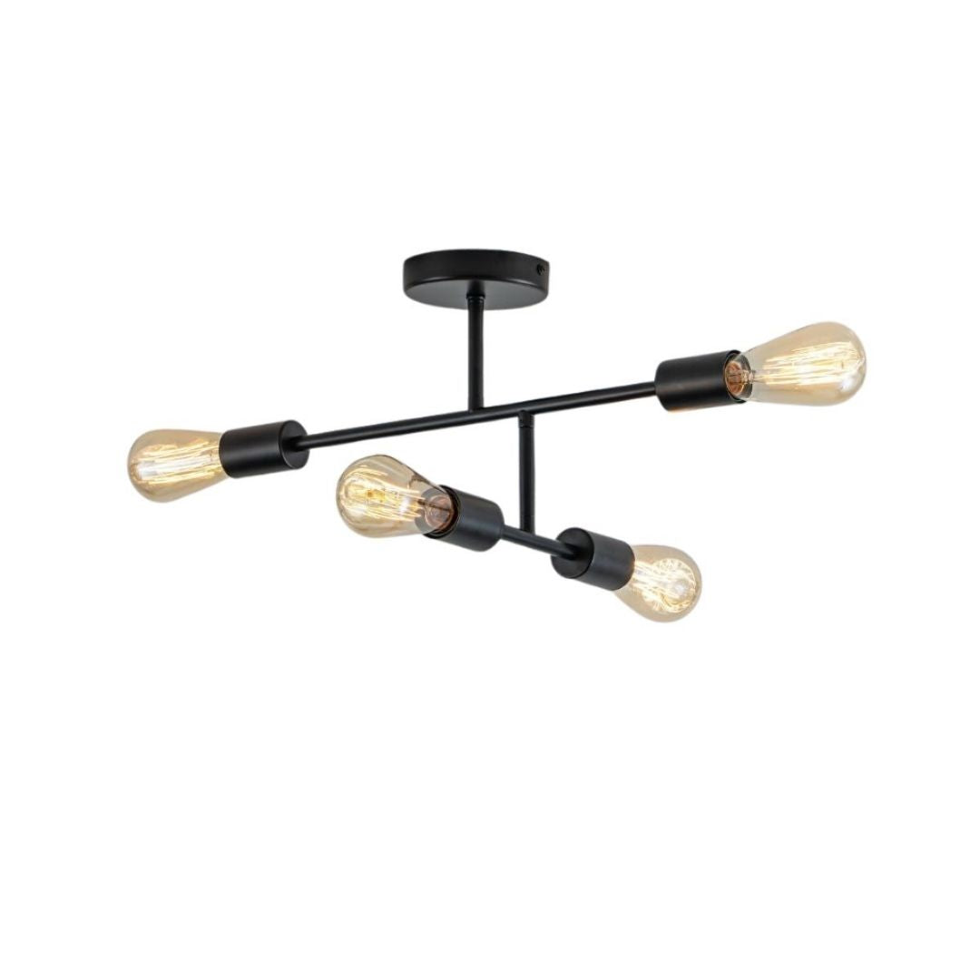 Pagazzi Leni 4 Light Black Semi Flush Ceiling Light