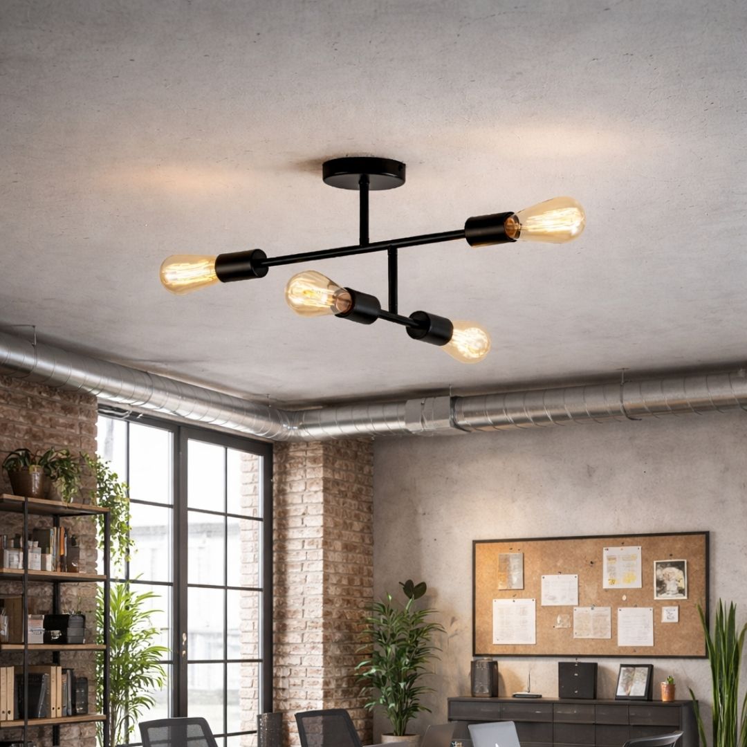 Pagazzi Leni 4 Light Black Semi Flush Ceiling Light