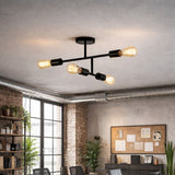 Pagazzi Leni 4 Light Black Semi Flush Ceiling Light