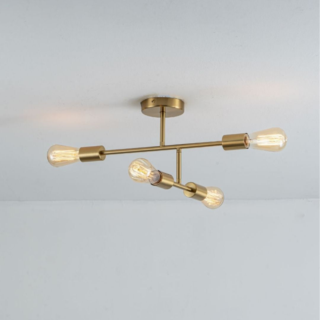 Pagazzi Leni 4 Light Natural Brass Semi Flush Ceiling Light