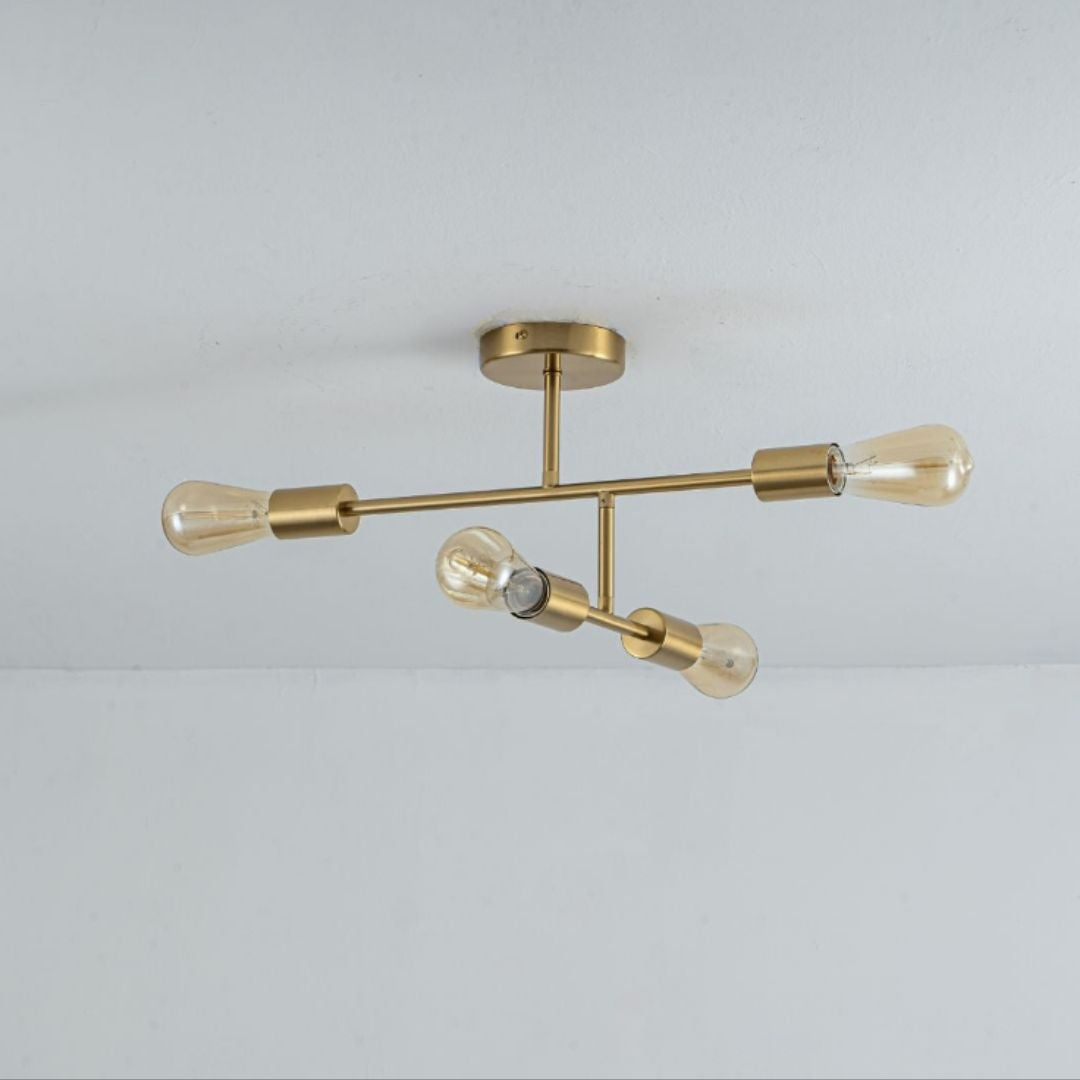 Pagazzi Leni 4 Light Natural Brass Semi Flush Ceiling Light