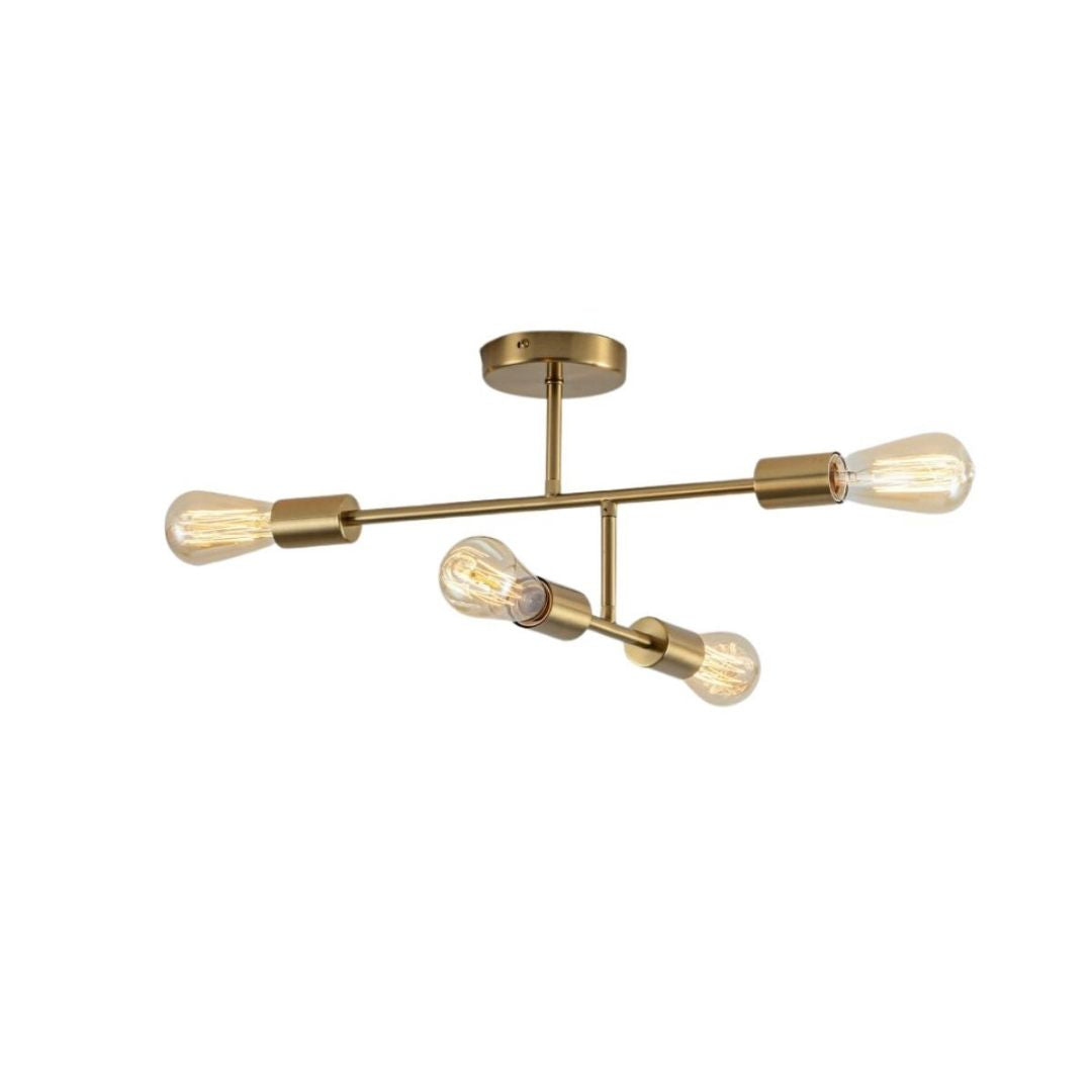 Pagazzi Leni 4 Light Natural Brass Semi Flush Ceiling Light