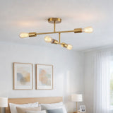Pagazzi Leni 4 Light Natural Brass Semi Flush Ceiling Light