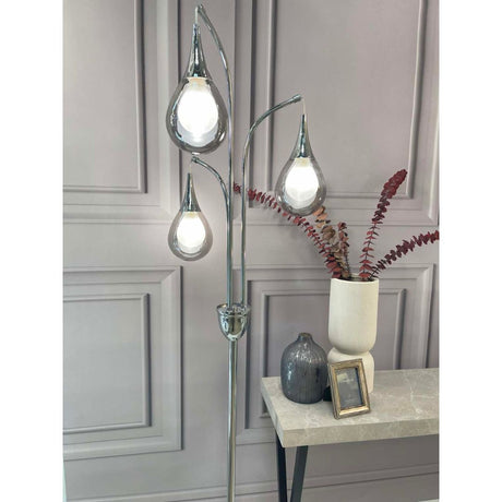 Pagazzi Avita 3 Light Polished Chrome Teardrop Glass Floor Lamp