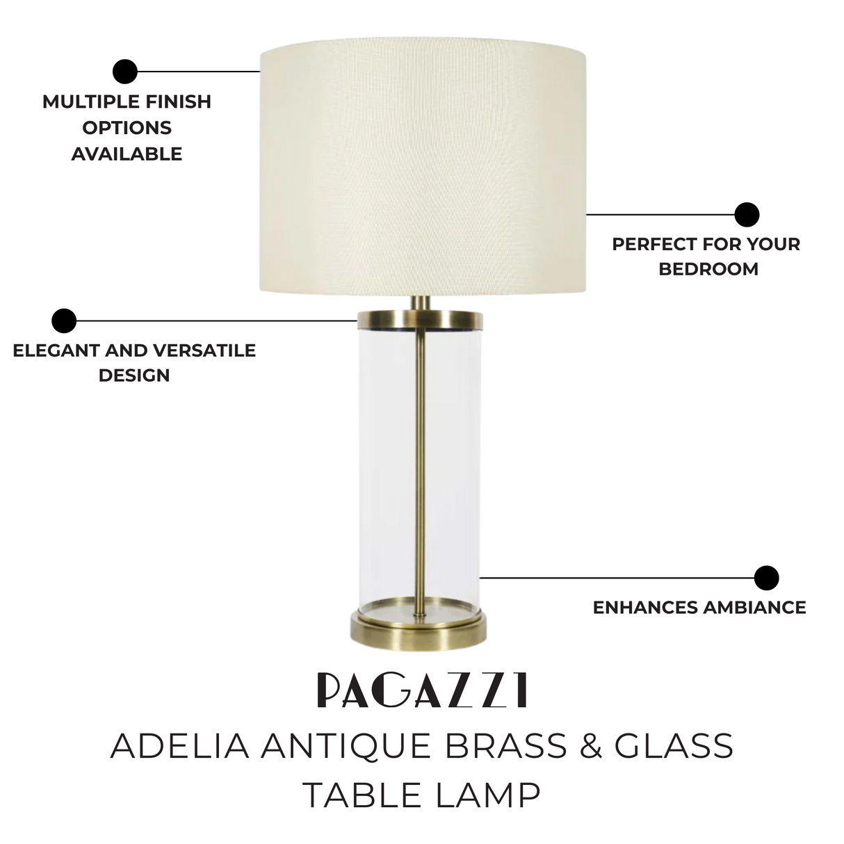 Pagazzi Adelia Antique Brass & Glass Table Lamp