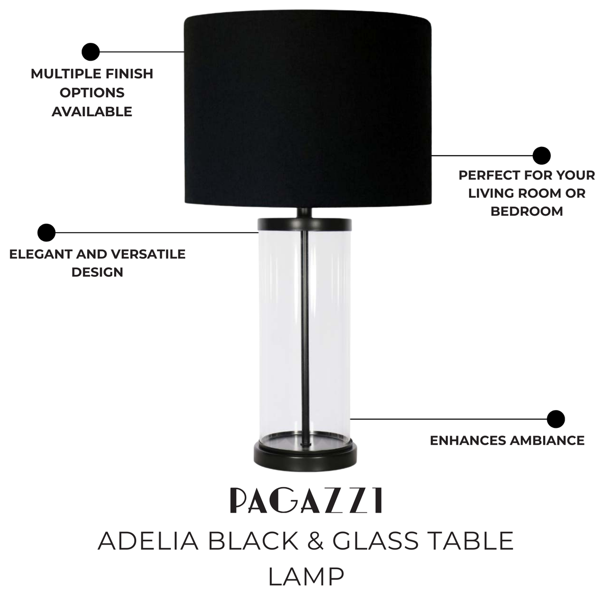 Pagazzi Adelia Black Glass Table Lamp