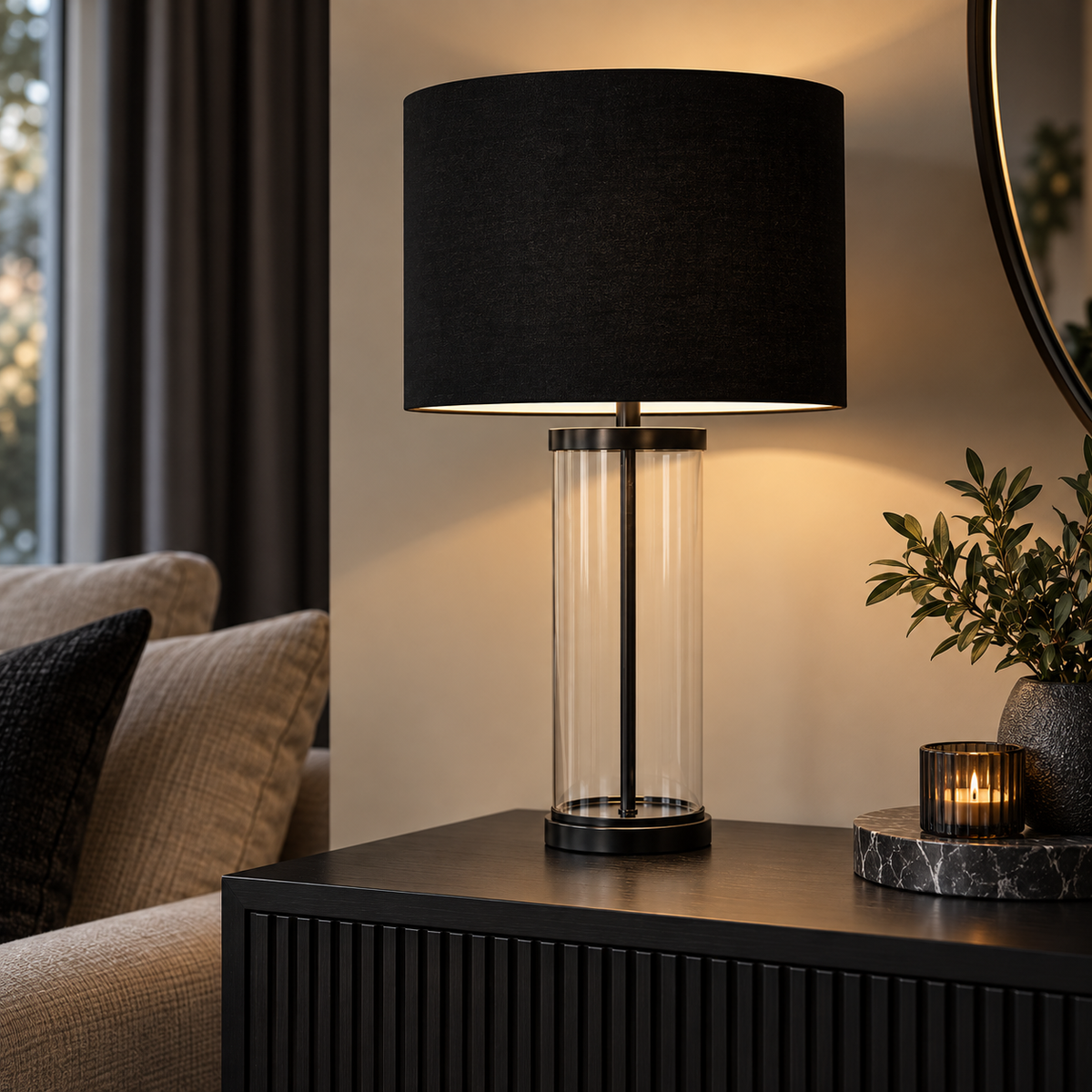 Pagazzi Adelia Black Glass Table Lamp