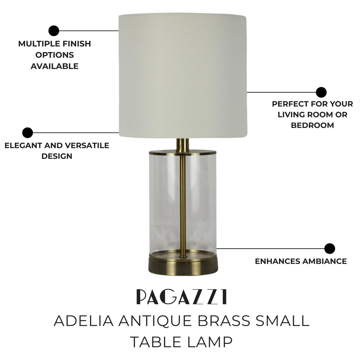 Pagazzi Adelia Antique Brass Small Table Lamp