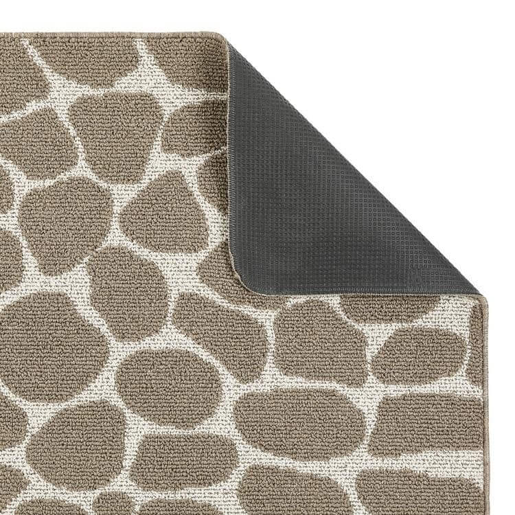 Patterned Washable Mat and Runner in Cream & Brown