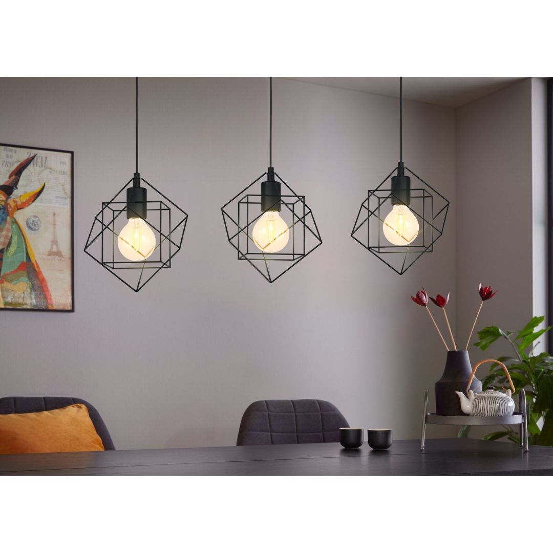 Pagazzi Helix 3 Light Black Pendant Ceiling Light