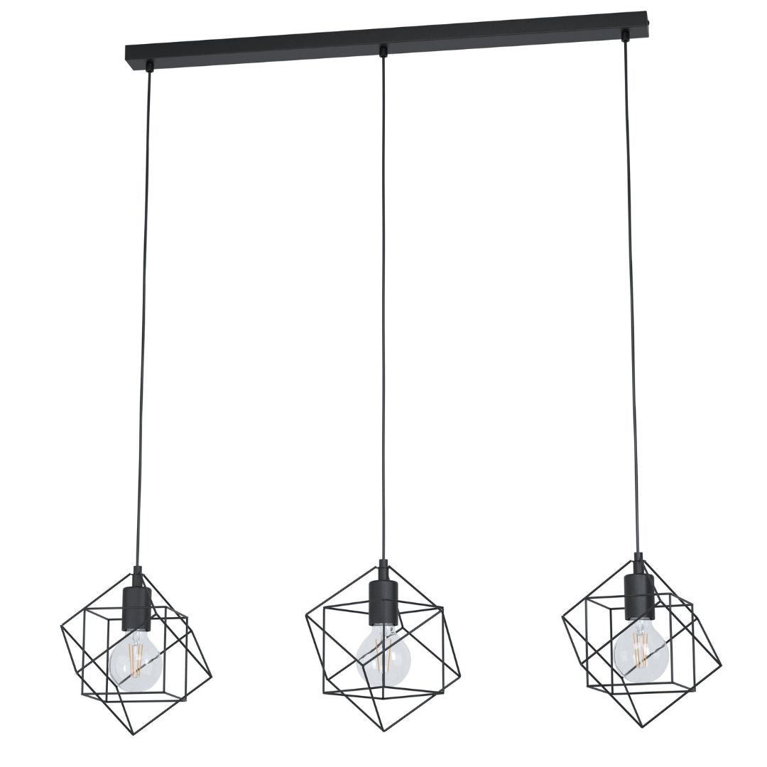 Pagazzi Helix 3 Light Black Pendant Ceiling Light