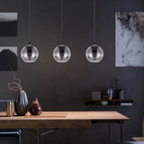 Pagazzi Aleksander 3 Light Black Smoked Glass Pendant Ceiling Light
