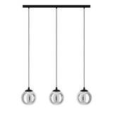 Pagazzi Aleksander 3 Light Black Smoked Glass Pendant Ceiling Light