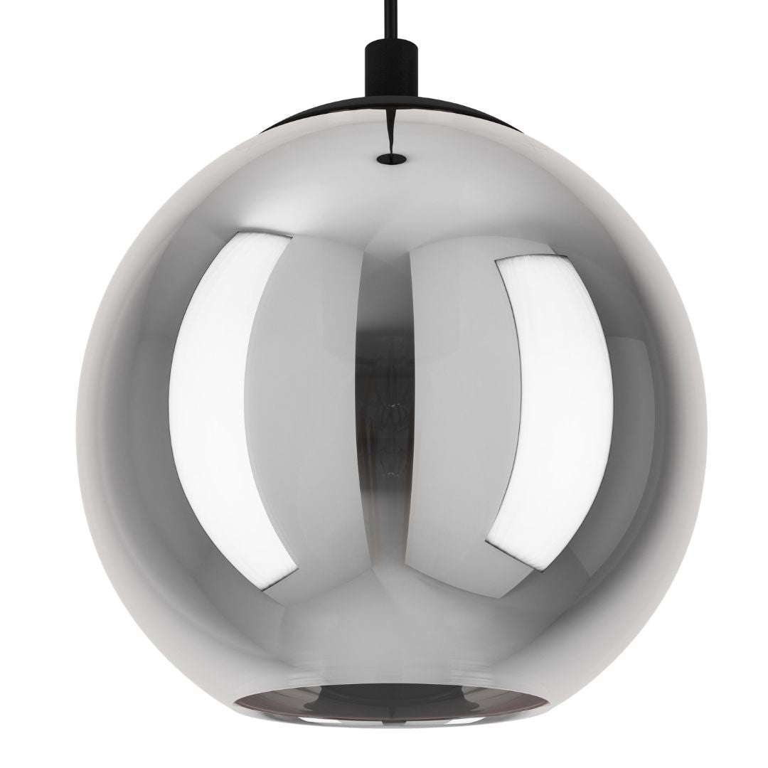 Pagazzi Aleksander 3 Light Black Smoked Glass Pendant Ceiling Light