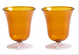 Casa by Josephine Jenno Whimsical Amber Glasses with Pink Base
