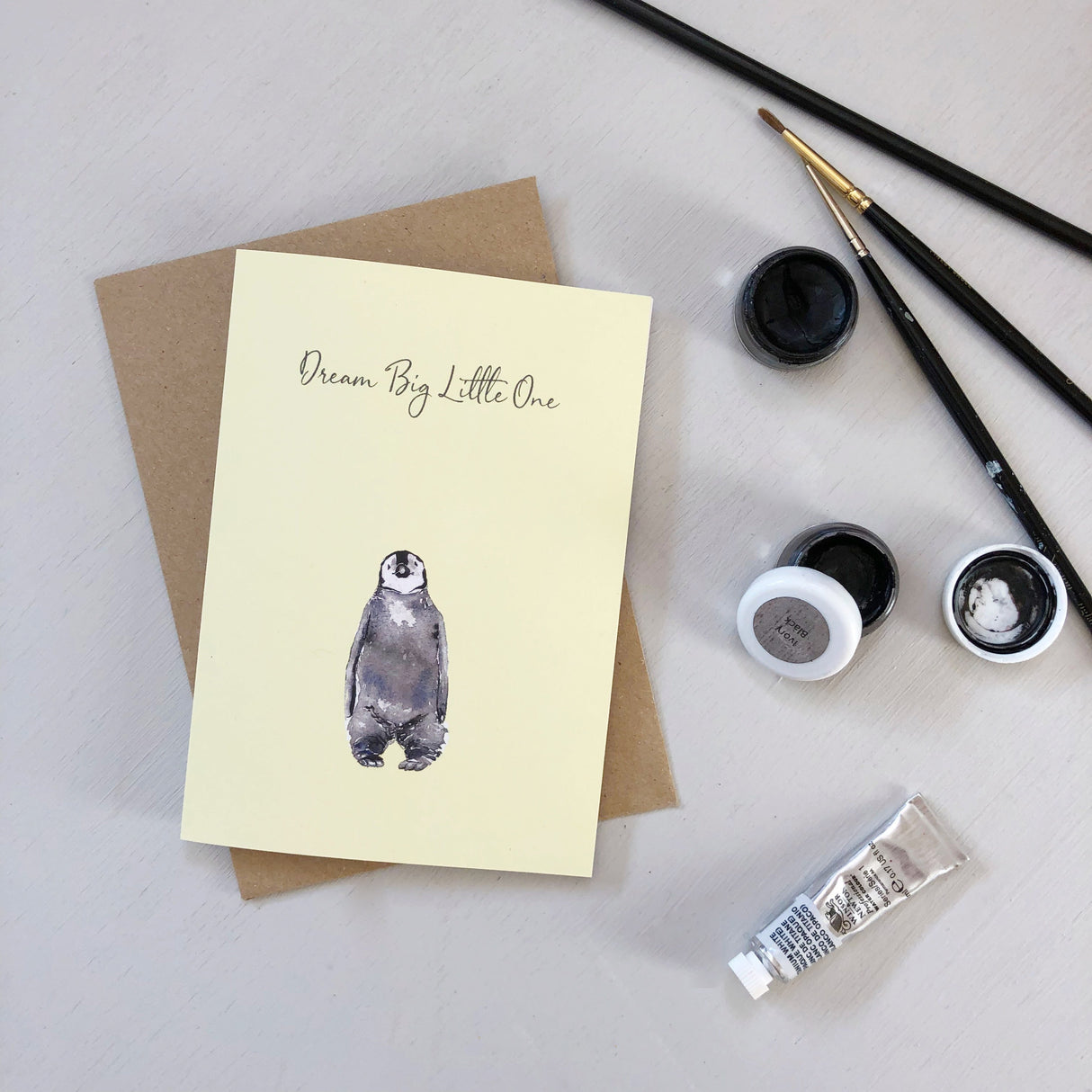 Katie Hipwell Design Penguin Chick Hand Painted Greetings Card