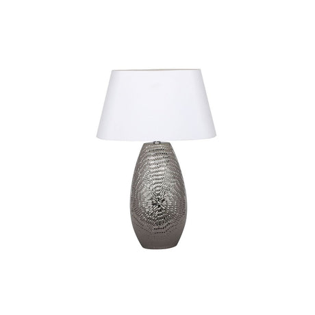 Pagazzi Caitlin Silver Oval Ceramic Table Lamp with White Shade