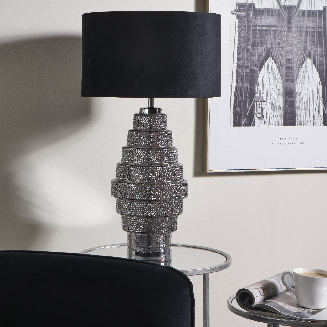 Pagazzi Saskia Black & Silver Glass Table Lamp