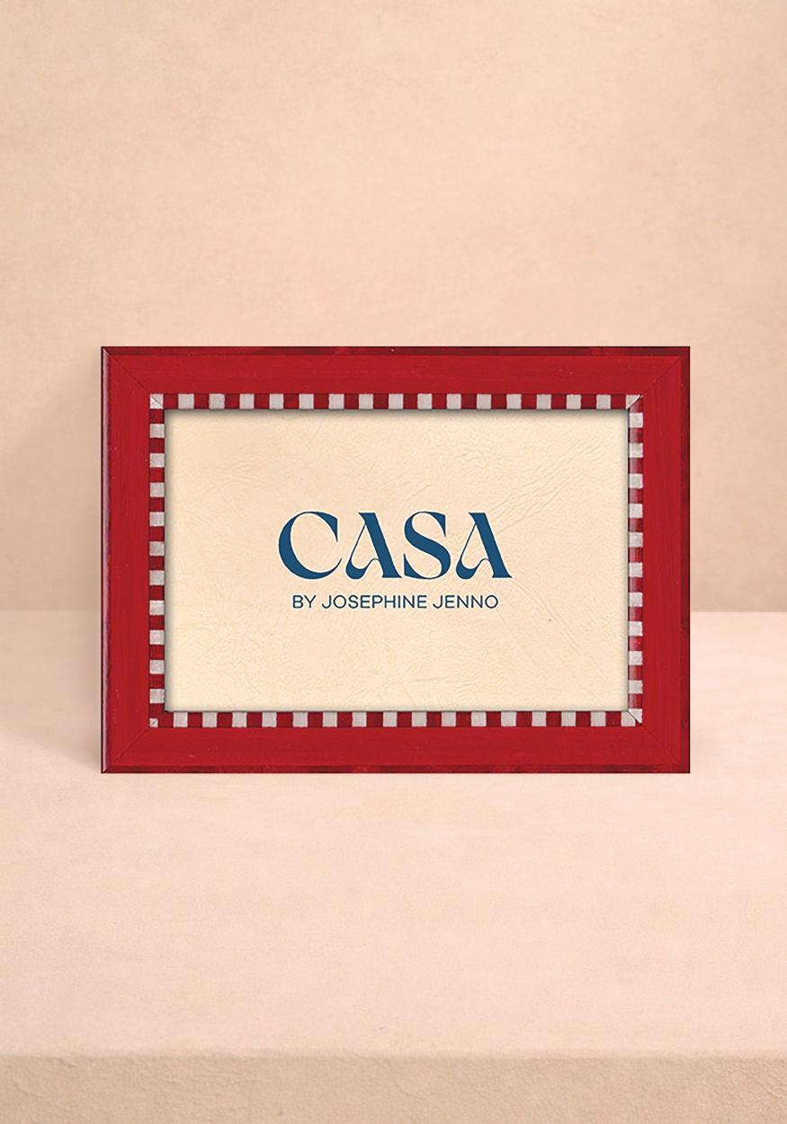 Red & White Striped Marquetry Frame 7.8x9.8 Wall & Desk | Casa by Josephine Jenno