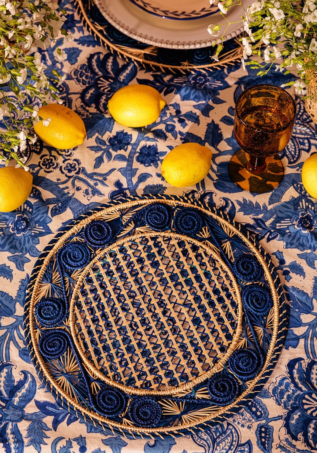 Casa by Josephine Jenno Atlantico Iraca Woven Placemat - Blue