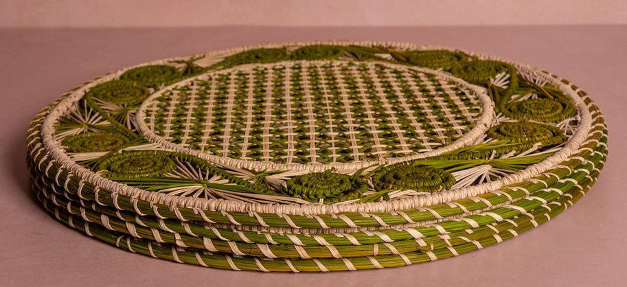 Casa by Josephine Jenno Atlantico Iraca Woven Placemat - Olive Green