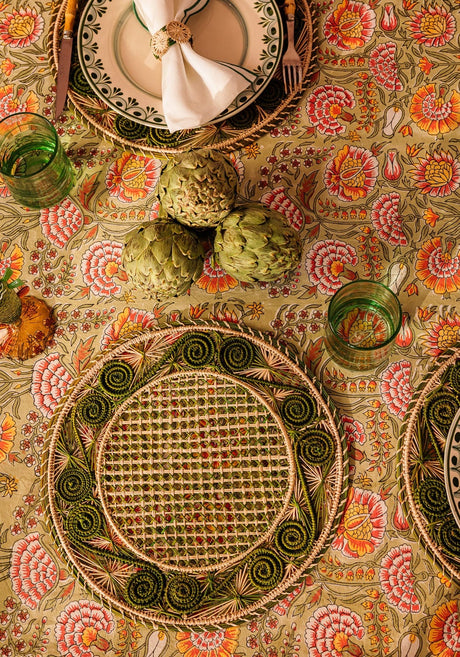 Casa by Josephine Jenno Atlantico Iraca Woven Placemat - Olive Green