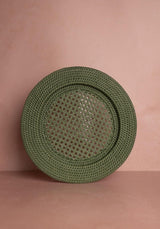 Harbour Island Round Rattan Charger Green Set of 4 | Casa by Josephine Jenno