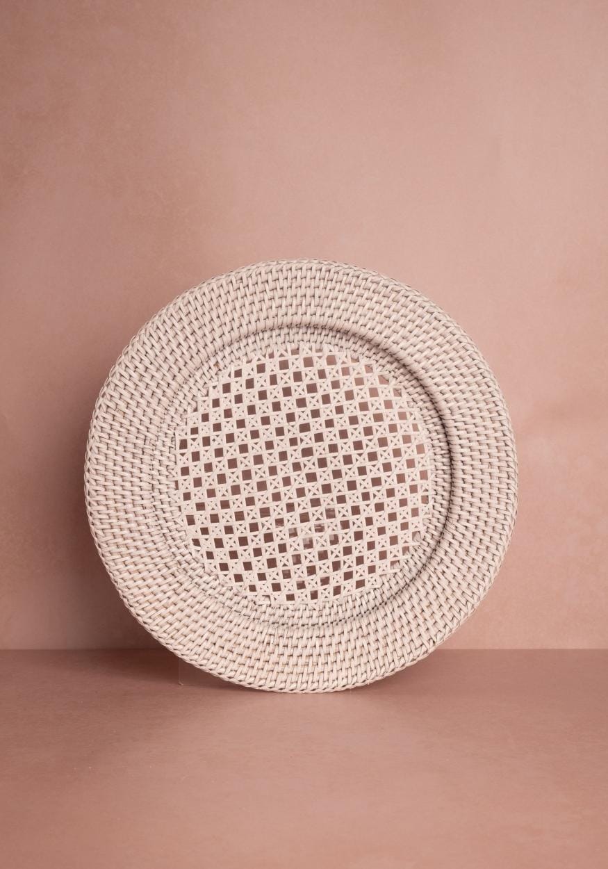 Casa by Josephine Jenno Harbour Island Round Rattan Charger Placemat White - Set of 4