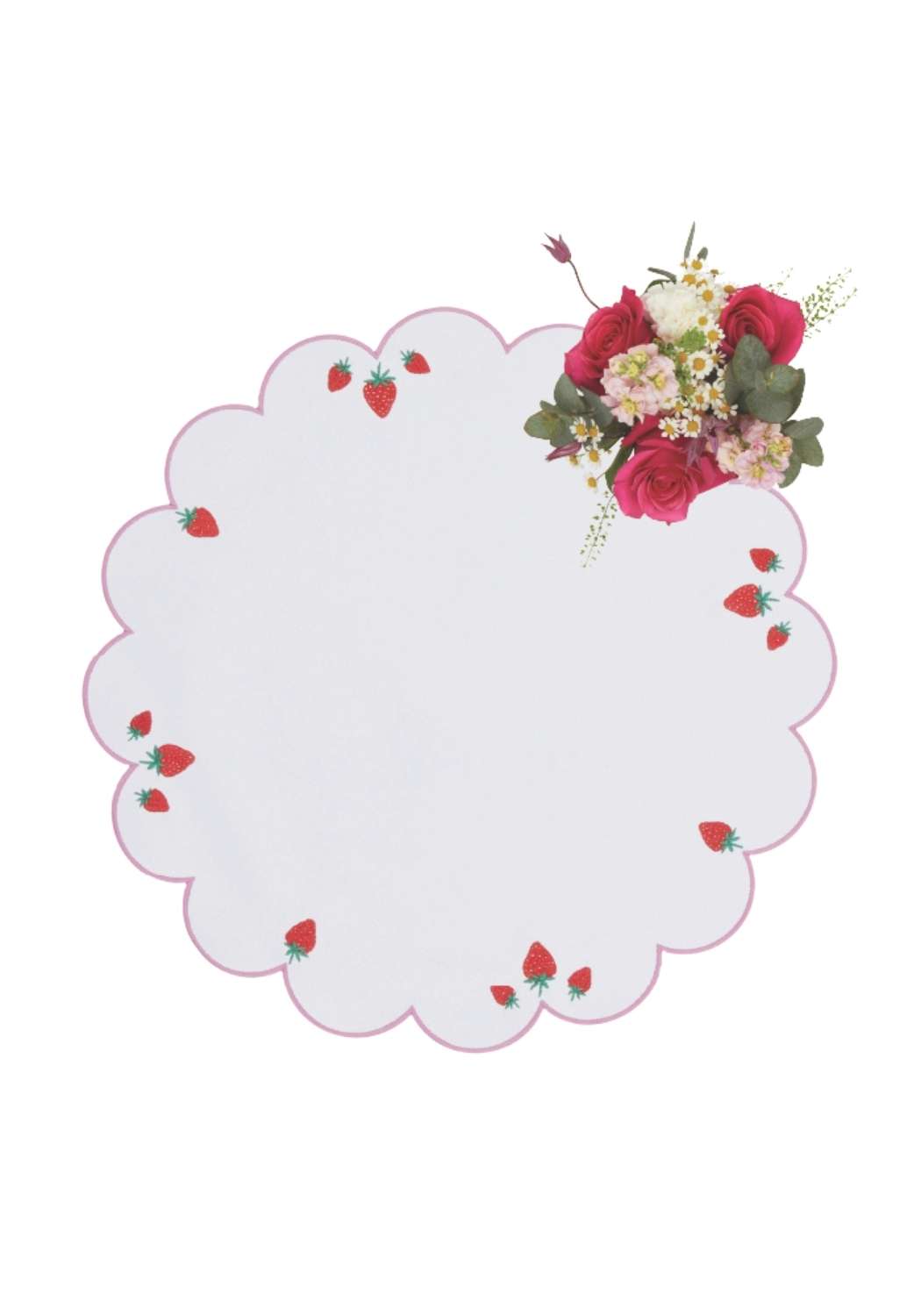 Casa by Josephine Jenno Strawberry Round Scalloped Placemats - Set of 4
