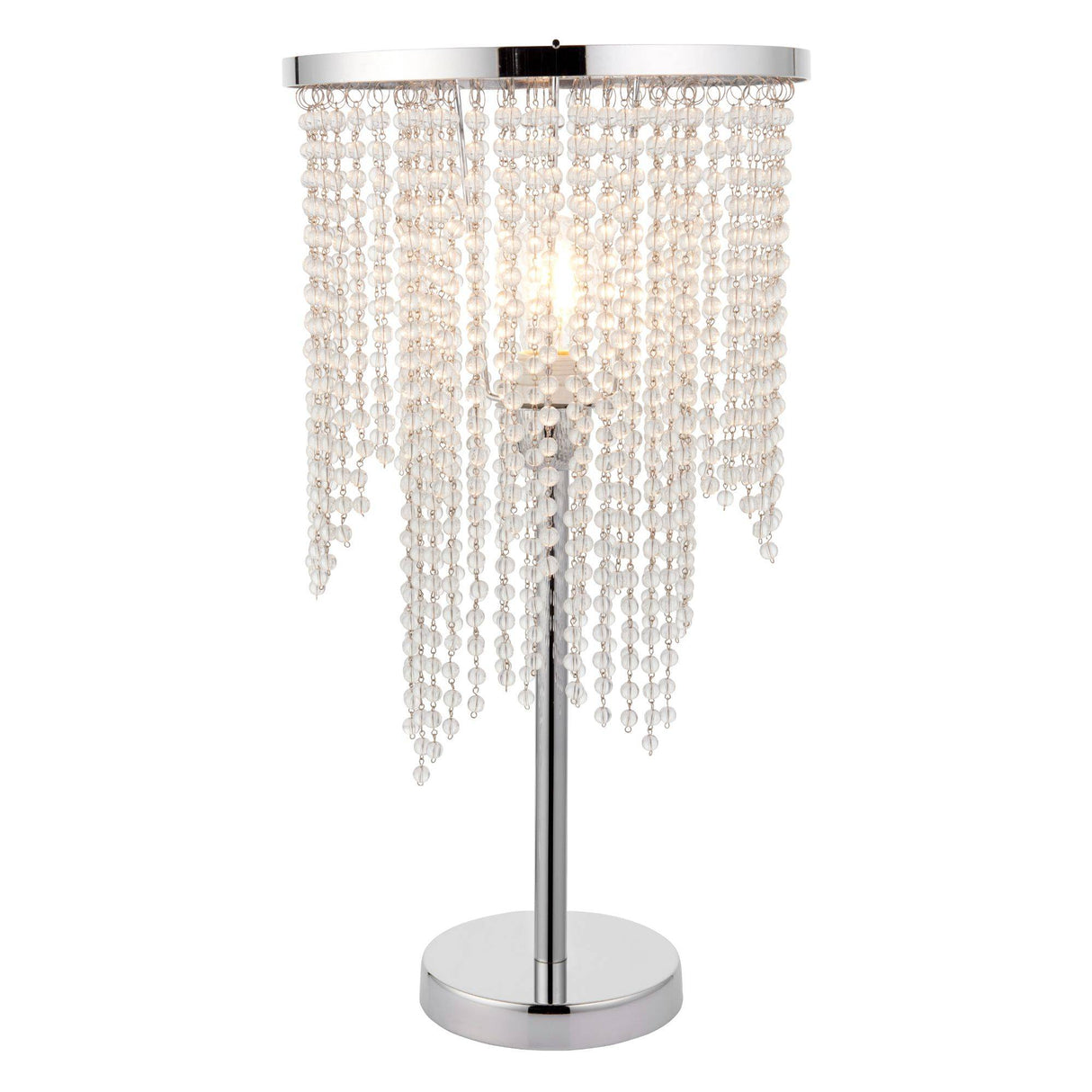 Pagazzi Rain Polished Chrome Table Lamp with Glass Droplets