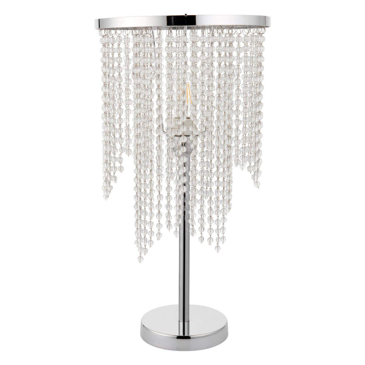 Pagazzi Rain Polished Chrome Table Lamp with Glass Droplets