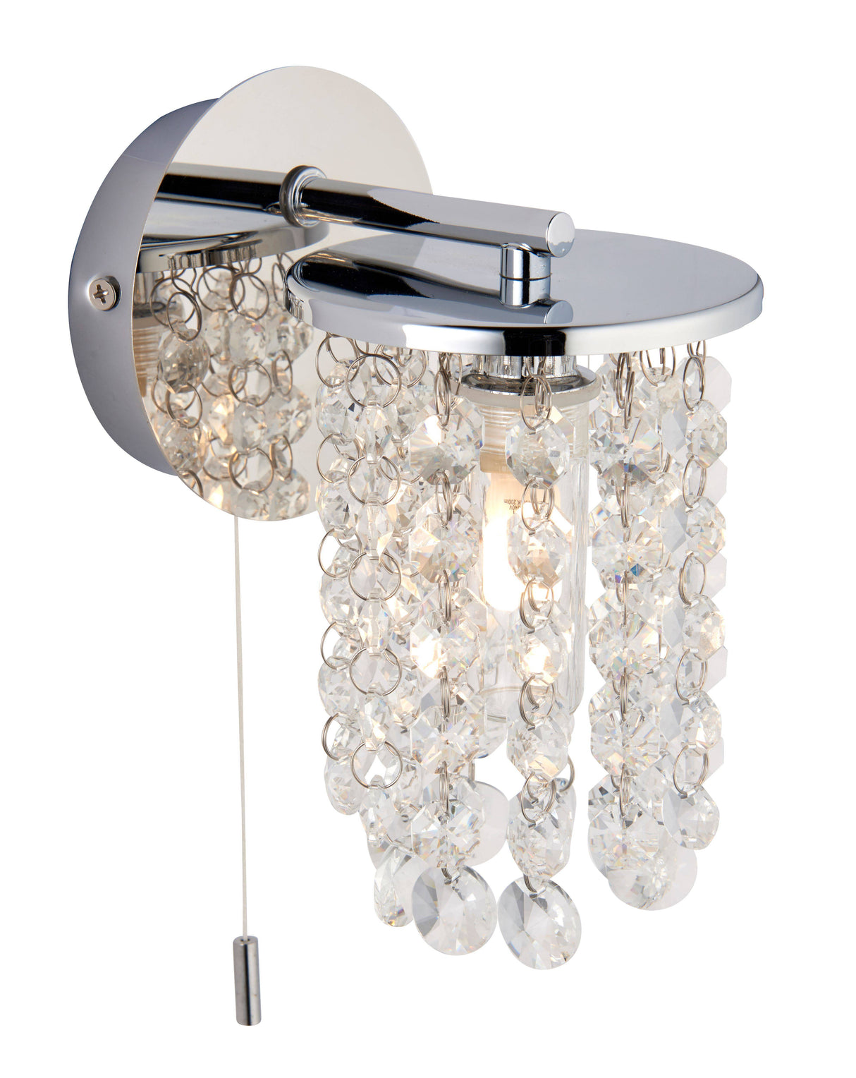 Pagazzi Felecia 1 Light Polished Chrome Wall Light Crystal Detailing
