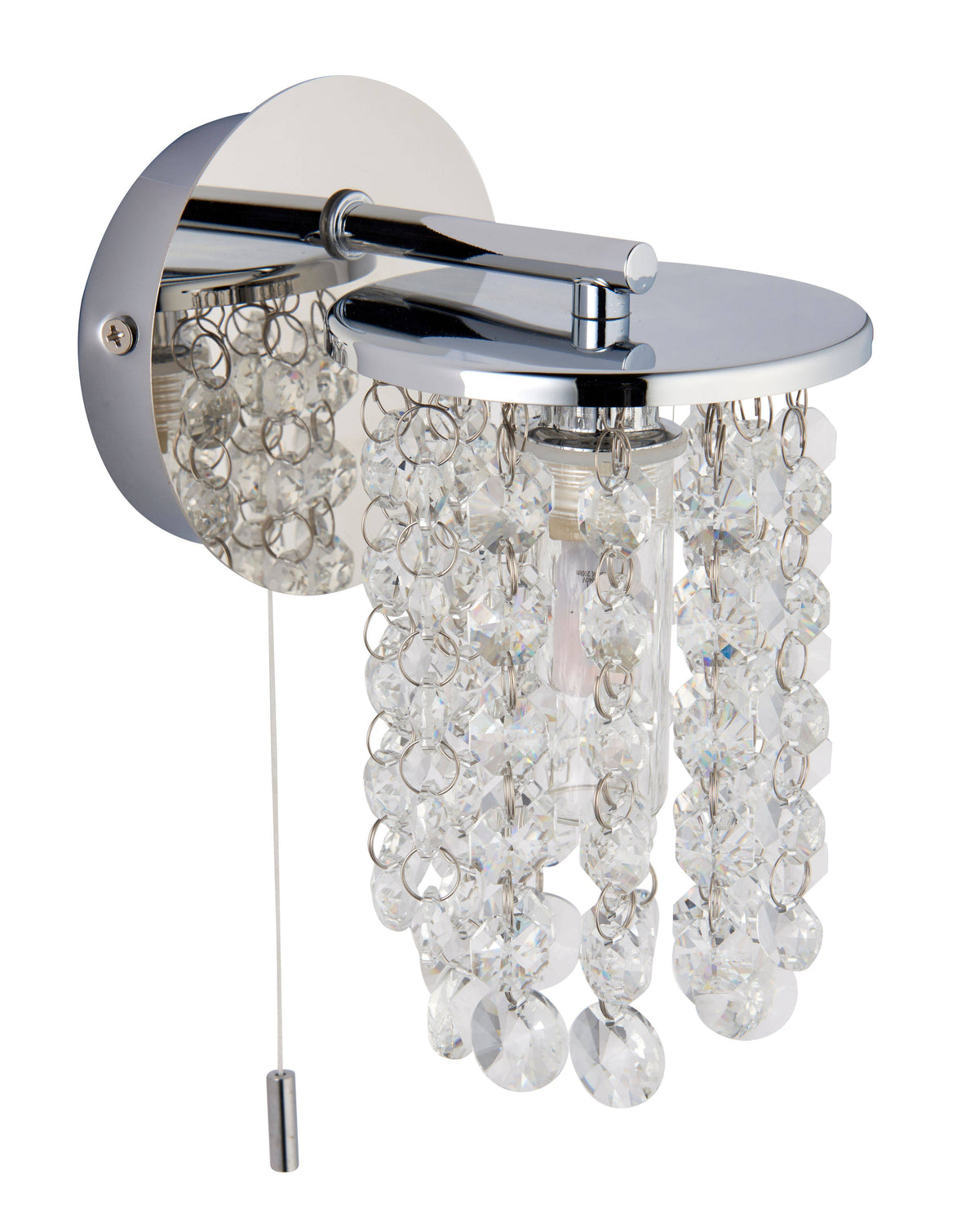 Pagazzi Felecia 1 Light Polished Chrome Wall Light Crystal Detailing