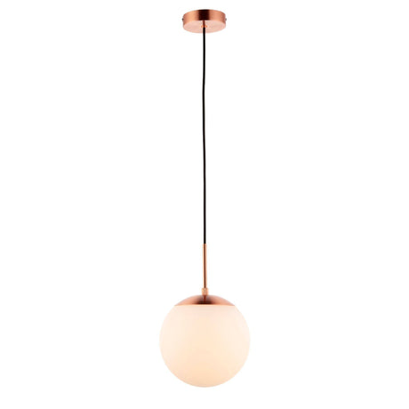 Pagazzi Gerda 1 Light Copper Ceiling Light Pendant Opal Glass